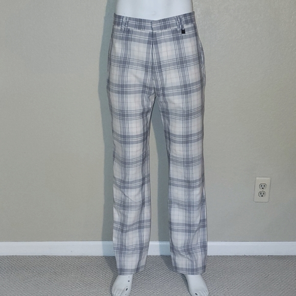 IJP DESIGN Pants Tartan Golf Pants Ijp Design Ian Poulter Grey Cream Tartan Plaid Size 36 X